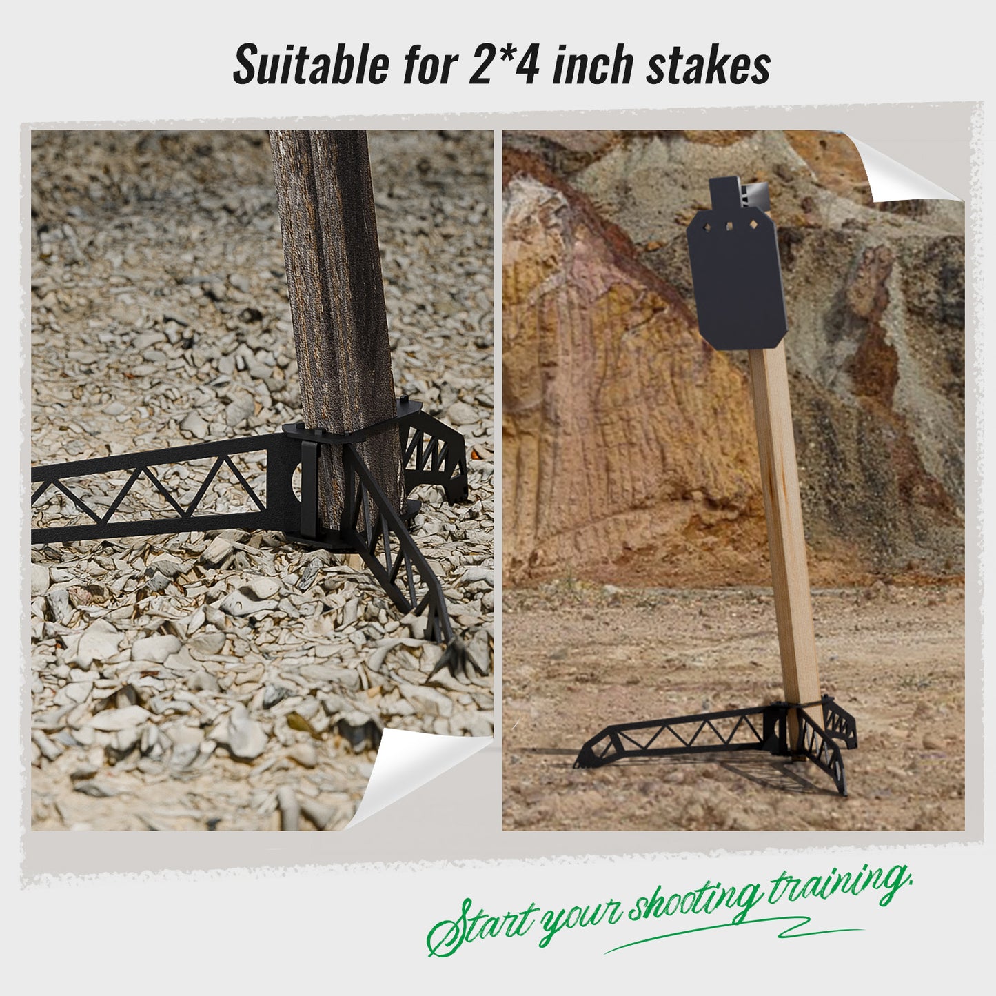Steel Target Stand Base, Dueling Tree Target Stands for Shooting Range, 2x4 Targets Stand Suitable for 2x4 Wooden-Post, Easy to Carry and Assemble
