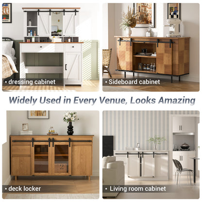 8FT/244cm Mini Schiebetür-Hardware-Kit für Doppeltüren TV-Ständer, Kleiner Kleiderschrank (Keine Schranktür)