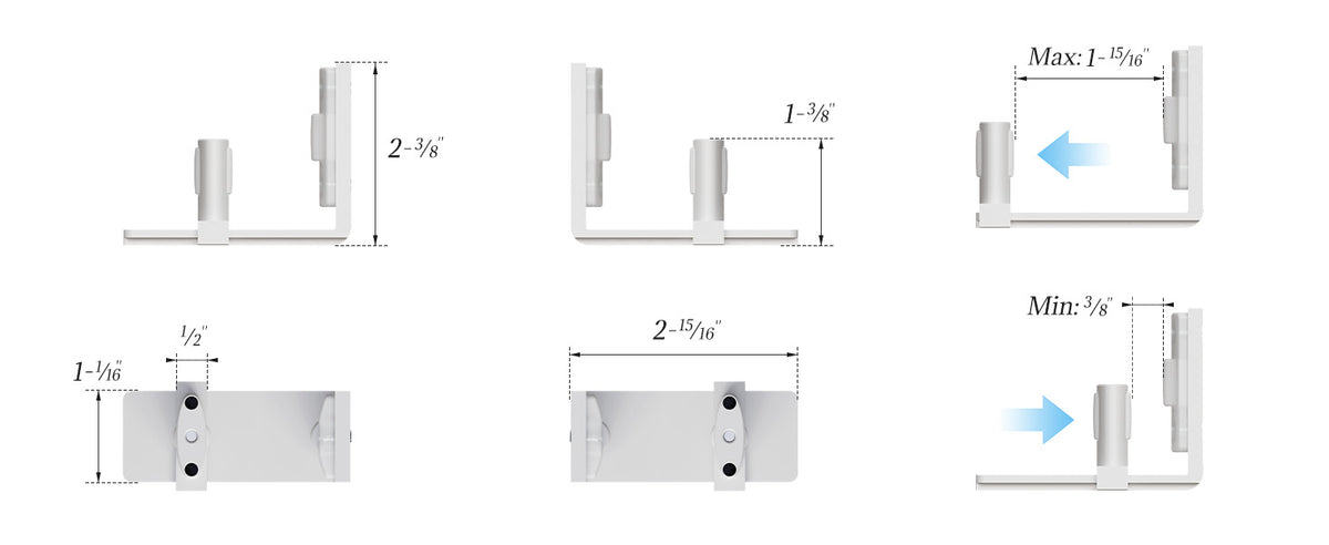 BONIKLUBA Sliding Barn Door Bottom Floor Guide, Adjustable U Shape Flexible Flush Design,Wall Mounted, White 2 Pcs