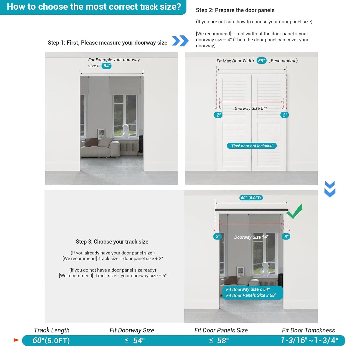 BONIKLUBA Bi-Folding Sliding Barn Door Hardware Track Kit,Smoothly&Quietly,Side Mounted Black Roller,Easy Install,Door Not Included