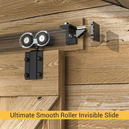 BONIKLLUBA Box Rail Sliding Barn Door Hardware,Wall Mount Track Kit,Heavy Duty,Easy to Install(No Door)