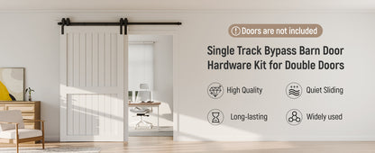 Schiebetürbeschlag Bypass Doppeltür 229cm Schiebetüren Schiebetürsystem Komplettset Laufschiene Rollen Set Schwarz für 2 Holztür 108cm Breit, J-Form 阿里国际以图找货