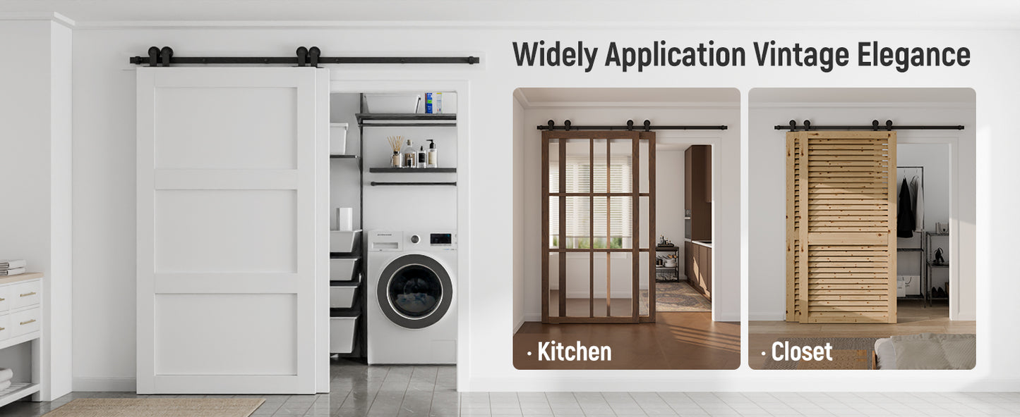 Schiebetürbeschlag Bypass Doppeltür 214cm Schiebetüren Schiebetürsystem Komplettset Laufschiene Rollen Set Schwarz für 2 Holztür 100cm Breit, T-Form