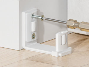 BONIKLUBA Sliding Barn Door Bottom Floor Guide, Adjustable U Shape Flexible Flush Design,Wall Mounted, White 2 Pcs