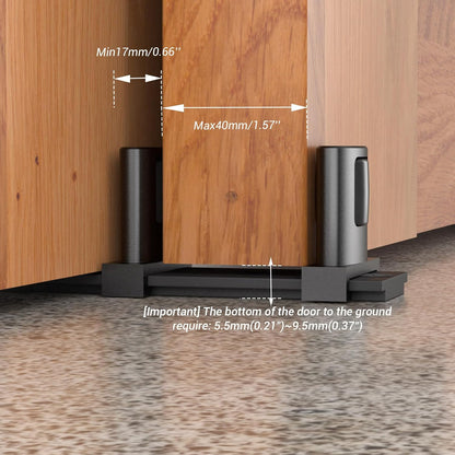 BONIKLUBA Siding Closet Door Floor Guide,Barn Door Guide for Bottom,Adjustable Bypass Door Floor Guide 3-Roller Design,Black