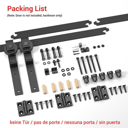 102cm/3.3FT Bifold Schiebetürbeschlag Schiebetüren Schiebetürsystem Komplettset Laufschiene Rollen Set Schwarz für 2 Holztür 48cm Breit