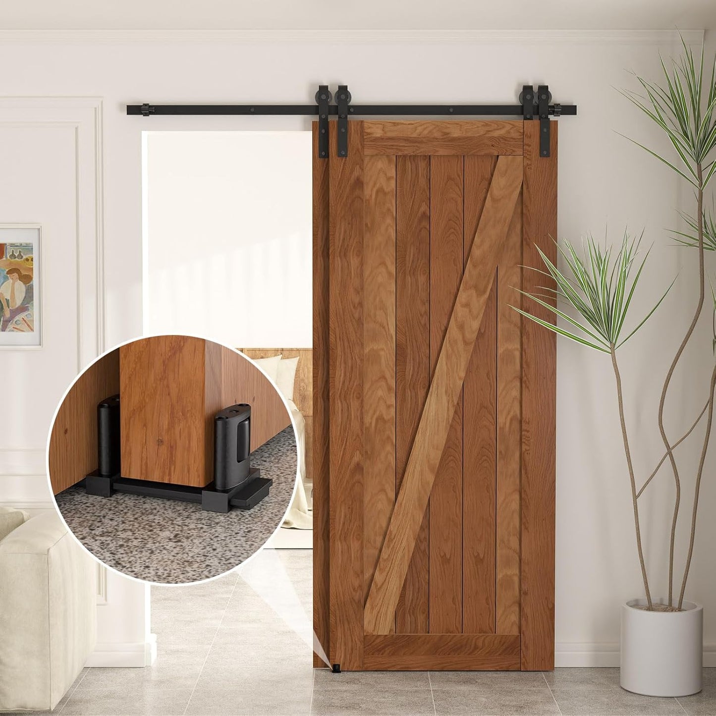 BONIKLUBA Siding Closet Door Floor Guide,Barn Door Guide for Bottom,Adjustable Bypass Door Floor Guide 3-Roller Design,Black