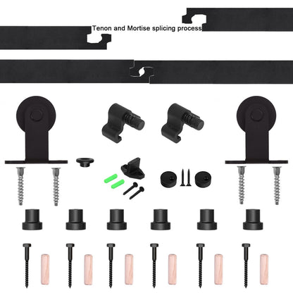 Schiebetürbeschlag 183cm Schiebetüren Schiebetürsystem Komplettset Laufschiene Rollen Set Schwarz für 1 Holztür 91cm Breit, Kleine Rolle in T-Form