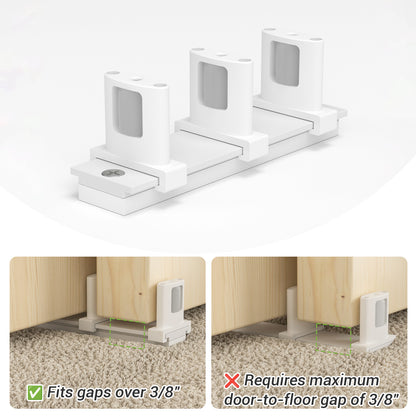 Siding Closet Door Floor Guide,Barn Door Guide for Bottom,Adjustable Bypass Door Floor Guide 3-Roller Design,White（1PCS）