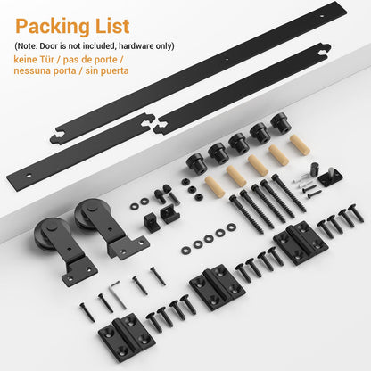 92cm/3FT Bifold Schiebetürbeschlag Schiebetüren Schiebetürsystem Komplettset Laufschiene Rollen Set Schwarz für 2 Holztür 43cm Top Mount T Rad