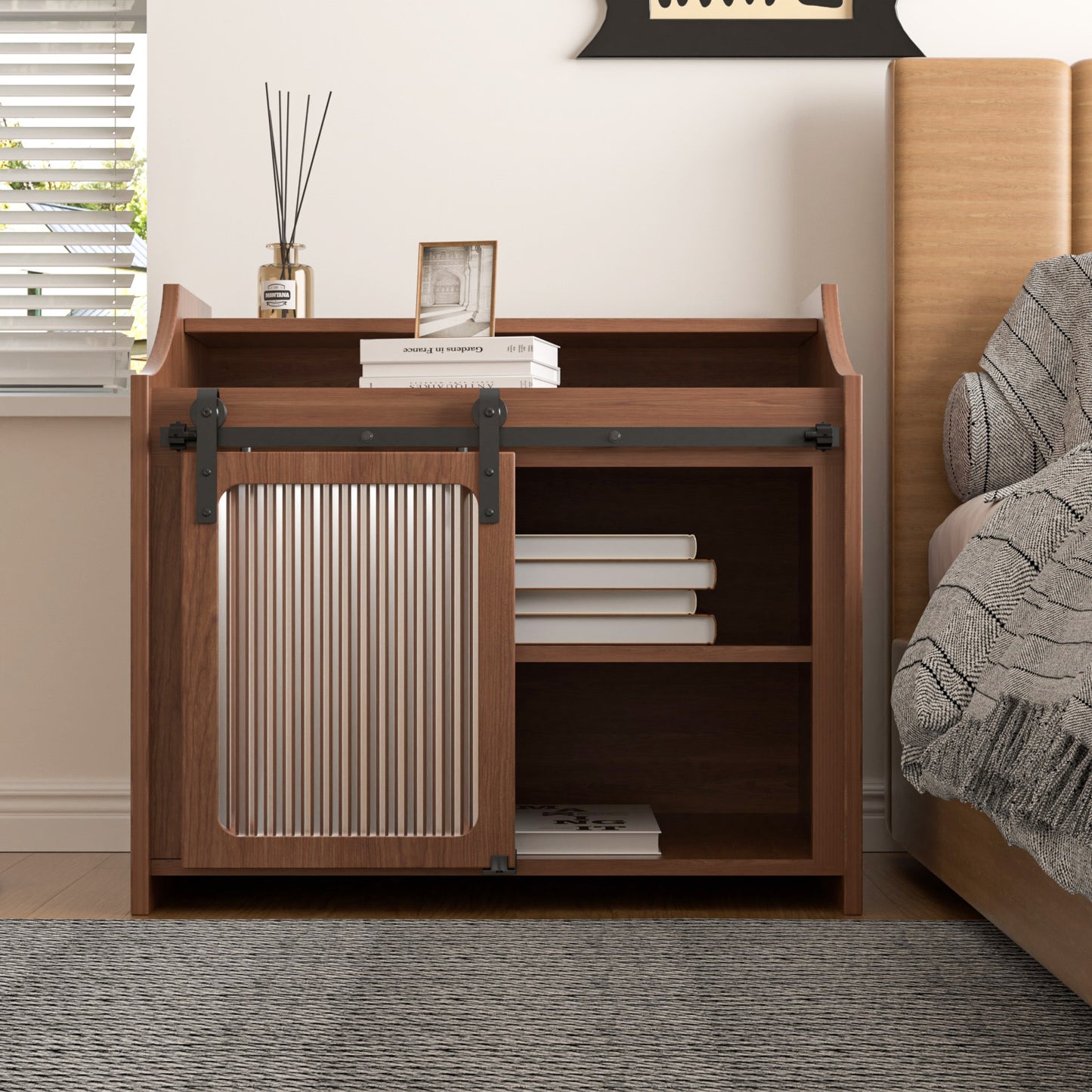 5FT/153cm Mini Schiebetür-Hardware-Kit für Eintürige TV-Ständer, Kleiner Kleiderschrank (Keine Schranktür)