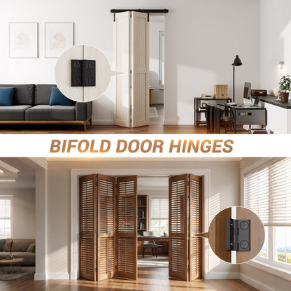 BONIKLUBA Door Hinges,Matte Black Coated Finish,Light Small Hinges for Bi Fold Door,Closet Door,Barn Door Use(4 Pack)