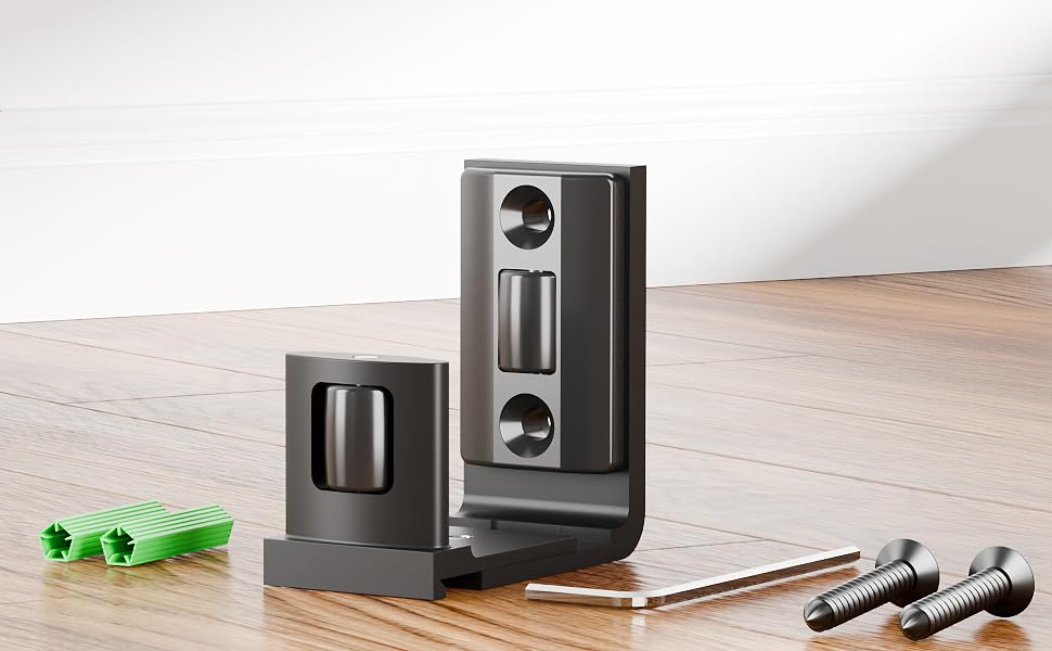 BONIKLUBA Schiebetür Bodenführung Unten, Einstellbare Bodenführung Schiebetür U-Form Design, an der Wand Montiert, Schwarz