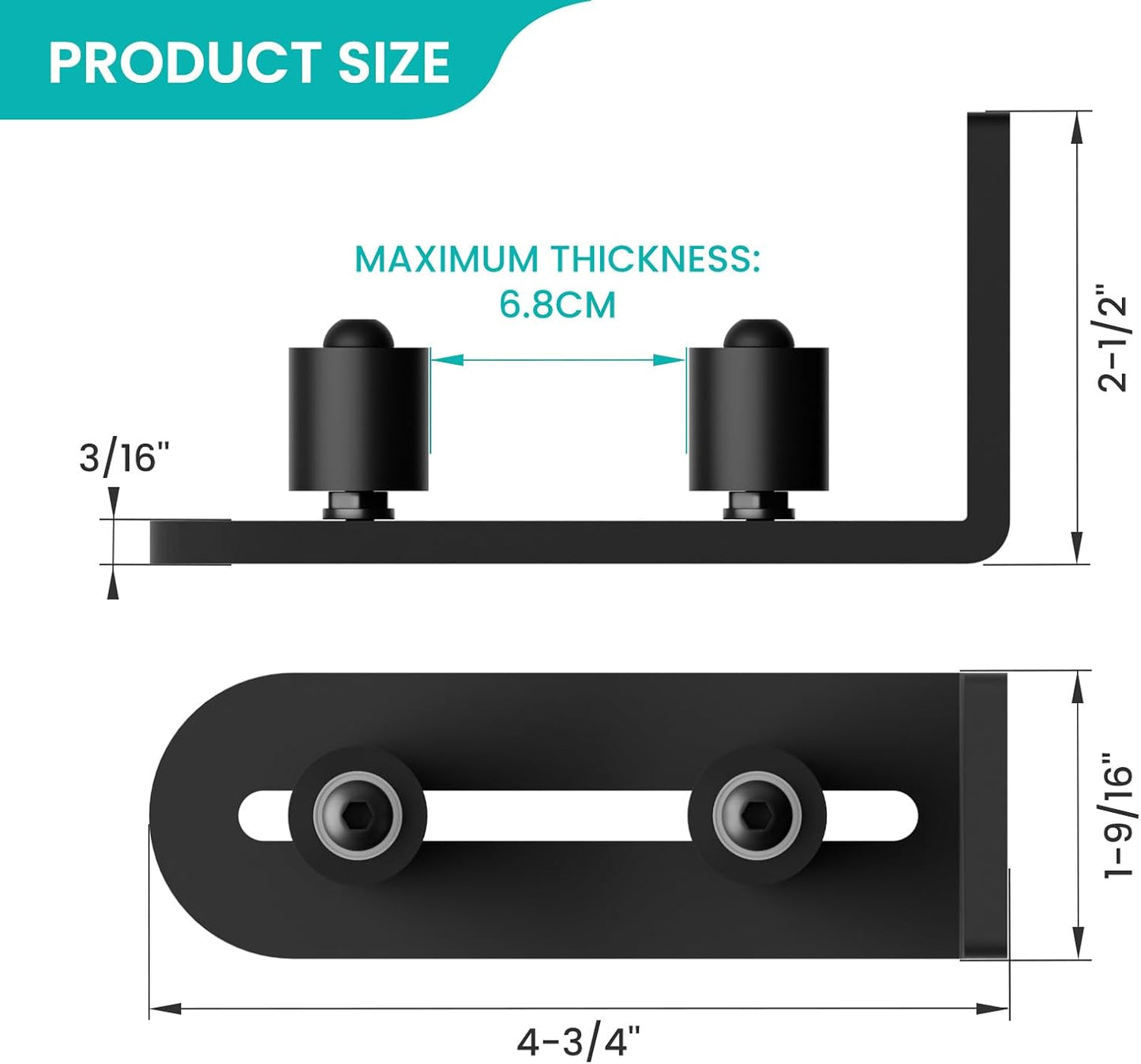 BONIKLUBA Adjustable Sliding Barn Door Floor Guide,Flat Bottom Design Style,Black(2PCS)