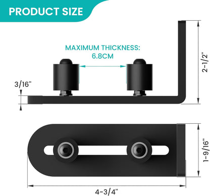 BONIKLUBA Adjustable Sliding Barn Door Floor Guide,Flat Bottom Design Style,Black(2PCS)