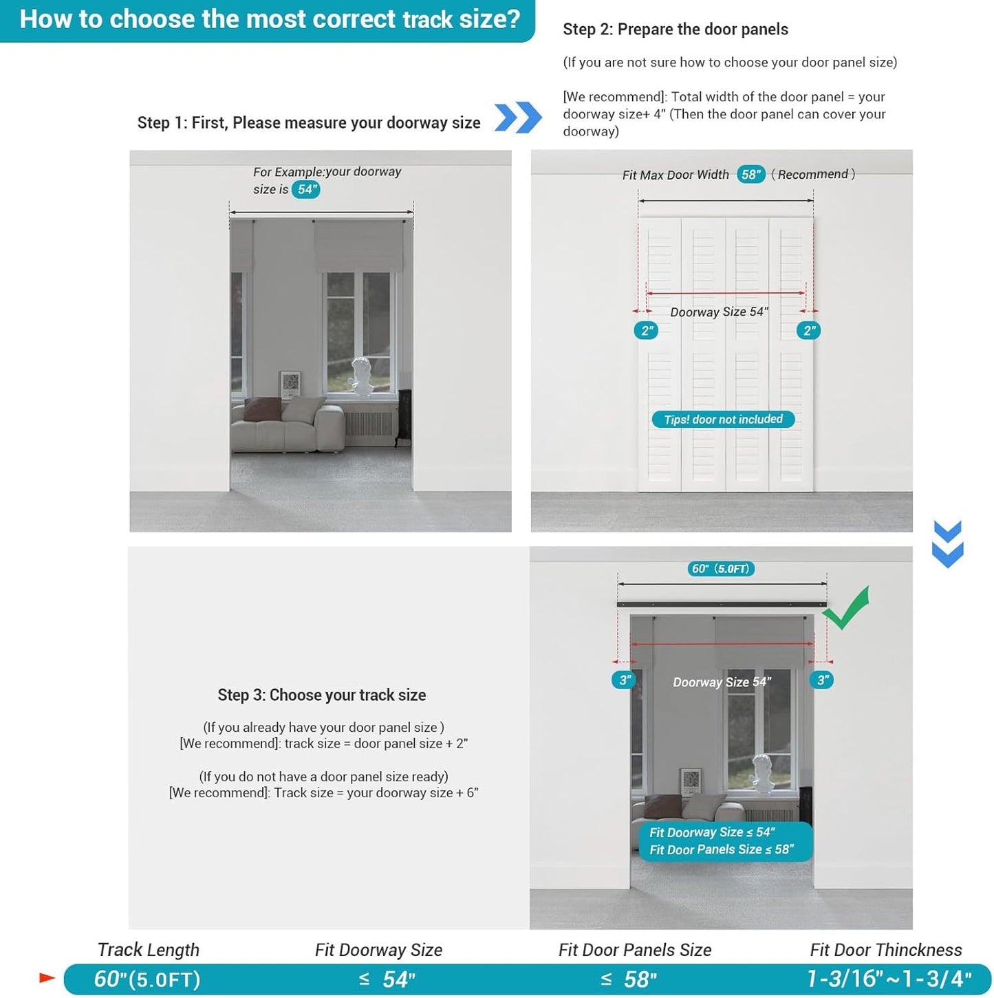 BONIKLUBA Bi-Folding Sliding Barn Door Hardware Track Kit,Smoothly&Quietly,Side Mounted Black Roller,Easy Install,Door Not Included