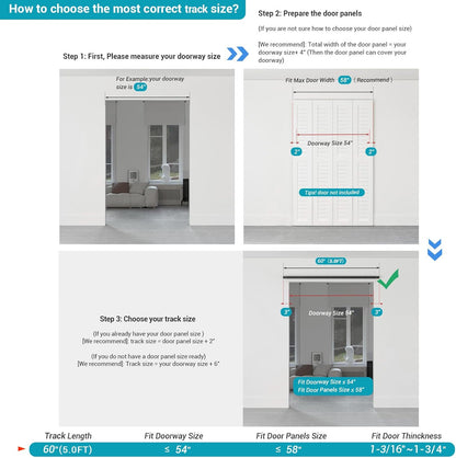 BONIKLUBA Bi-Folding Sliding Barn Door Hardware Track Kit,Smoothly&Quietly,Side Mounted Black Roller,Easy Install,Door Not Included
