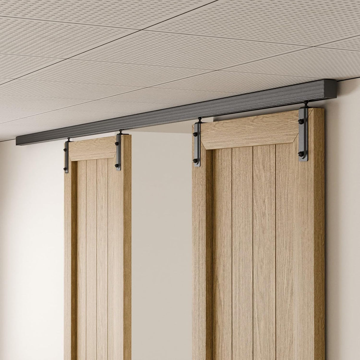 BONIKLUBA Ceiling Mount Box Rail Barn Door Hardware Kit,Heavy Duty St ...