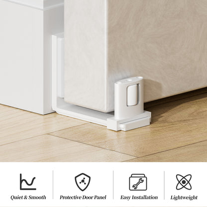 BONIKLUBA Sliding Barn Door Bottom Floor Guide, Adjustable U Shape Flexible Flush Design,Wall Mounted, White 2 Pcs