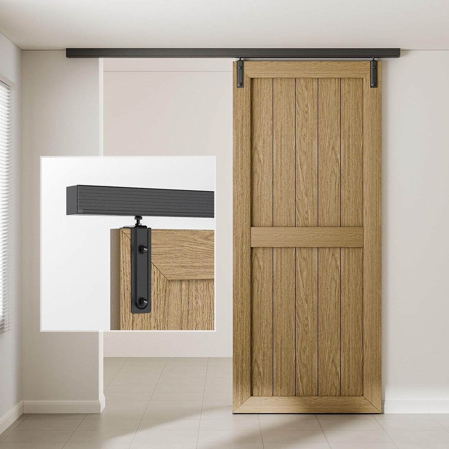 BONIKLUBA Ceiling Mount Box Rail Barn Door Hardware Kit,Heavy Duty Steel Sliding Barn Door Track,Fit Interior and Exterior Door,Easy Install(No Door)