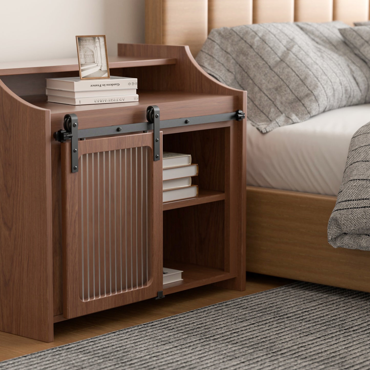 5FT/153cm Mini Schiebetür-Hardware-Kit für Eintürige TV-Ständer, Kleiner Kleiderschrank (Keine Schranktür)