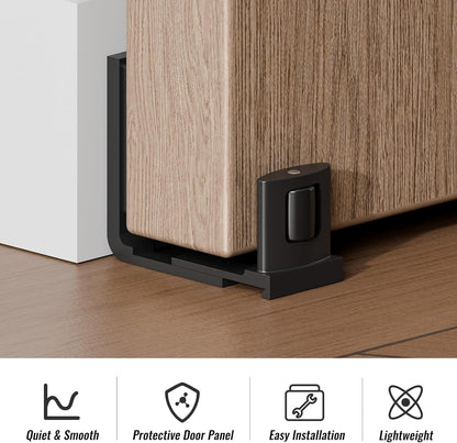 BONIKLUBA Schiebetür Bodenführung Unten, Einstellbare Bodenführung Schiebetür U-Form Design, an der Wand Montiert, Schwarz