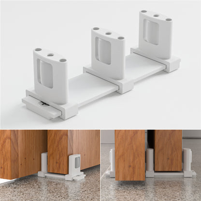 BONIKLUBA Siding Closet Door Floor Guide,Barn Door Guide for Bottom,Adjustable Bypass Door Floor Guide 3-Roller Design,White（2PCS）