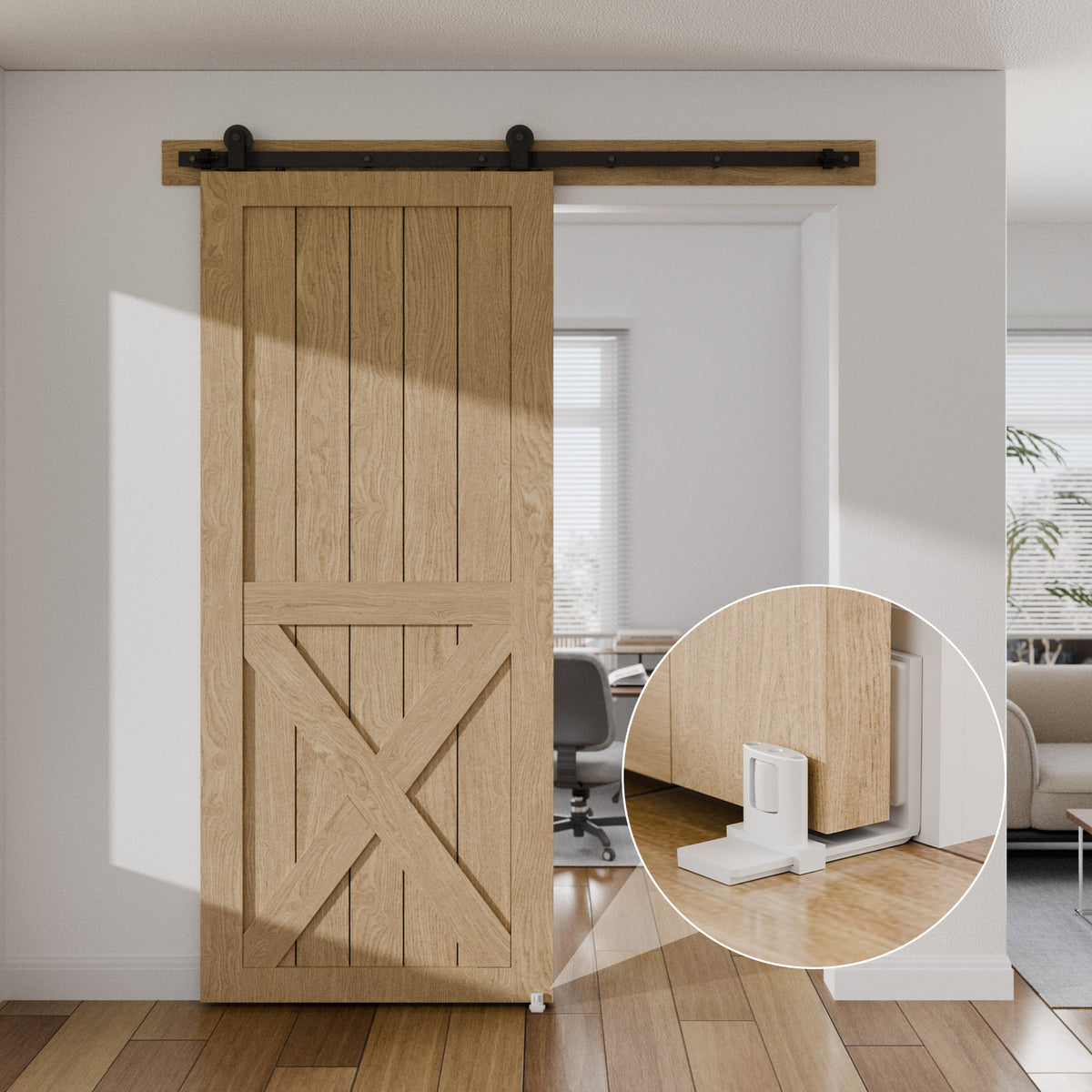 BONIKLUBA Sliding Barn Door Bottom Floor Guide, Adjustable U Shape Flexible Flush Design,Wall Mounted, White 2 Pcs