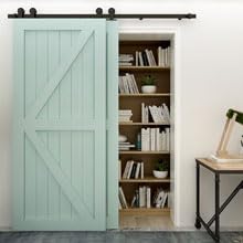 Schiebetürbeschlag Bypass Doppeltür 9.6FT/295CM Schiebetüren Schiebetürsystem Komplettset Laufschiene Rollen Set Schwarz für 2 Holztür 141cm Breit, T-Form