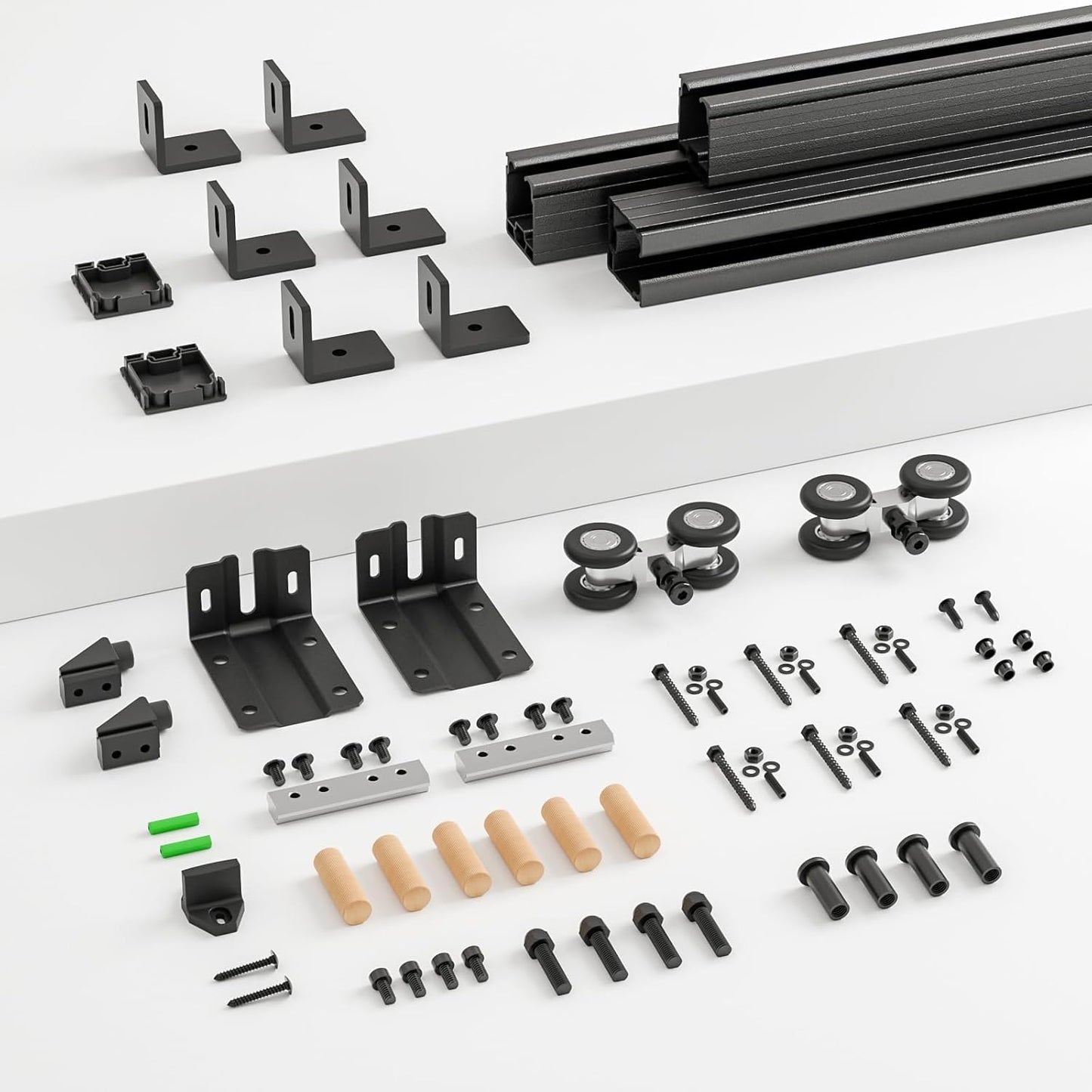 BONIKLLUBA Box Rail Sliding Barn Door Hardware,Wall Mount Track Kit,Heavy Duty,Easy to Install(No Door)