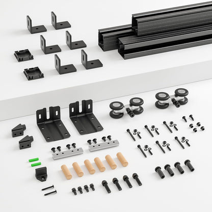 BONIKLLUBA Box Rail Sliding Barn Door Hardware,Wall Mount Track Kit,Heavy Duty,Easy to Install(No Door)