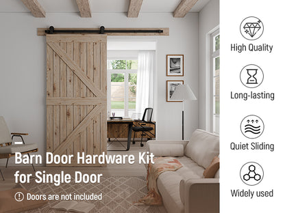 Schiebetürbeschlag 214cm Schiebetüren Schiebetürsystem Komplettset Laufschiene Rollen Set Schwarz für 1 Holztür 107cm Breit, Kleine Rolle in T-Form