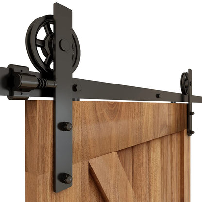 305cm Schiebetürbeschlag-Kit 10FT Schiebetürsystem Komplettes Schienenrollen-Set I-Form Großes Rad für 76cm Weit Doppelte Holztüren