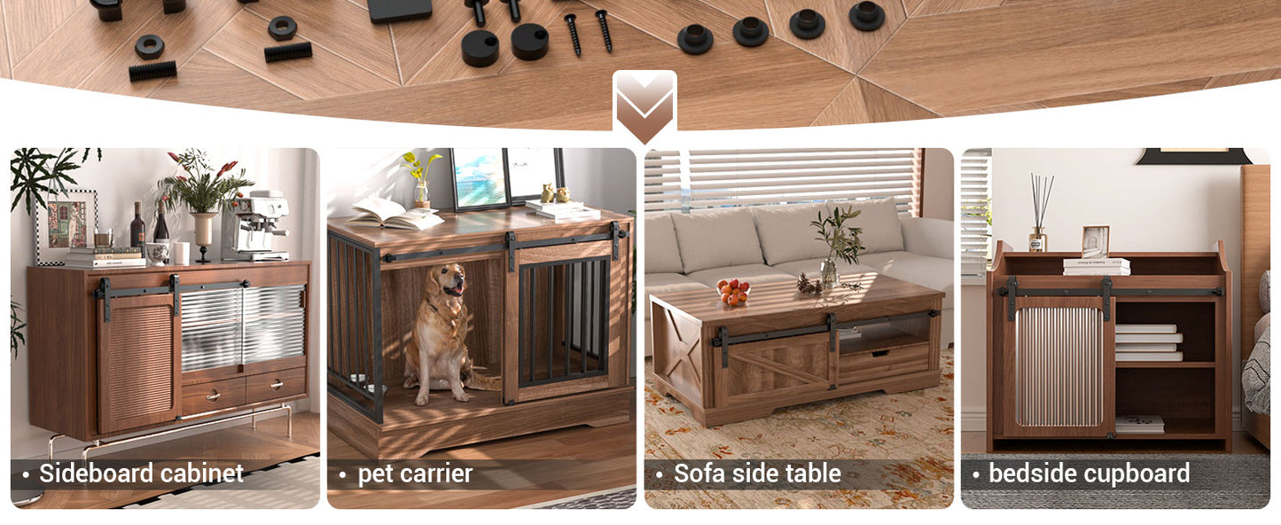 3.5FT/108cm Mini Schiebetür-Hardware-Kit für Eintürige TV-Ständer, Kleiner Kleiderschrank (Keine Schranktür)