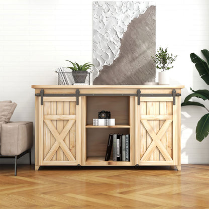 7FT/214cm Mini Schiebetür-Hardware-Kit für Doppeltüren TV-Ständer, Kleiner Kleiderschrank (Keine Schranktür)