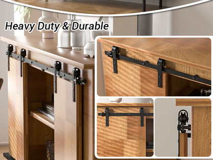 6FT/183cm Mini Schiebetür-Hardware-Kit für Doppeltüren TV-Ständer, Kleiner Kleiderschrank (Keine Schranktür)