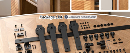 7FT/214cm Mini Schiebetür-Hardware-Kit für Doppeltüren TV-Ständer, Kleiner Kleiderschrank (Keine Schranktür)