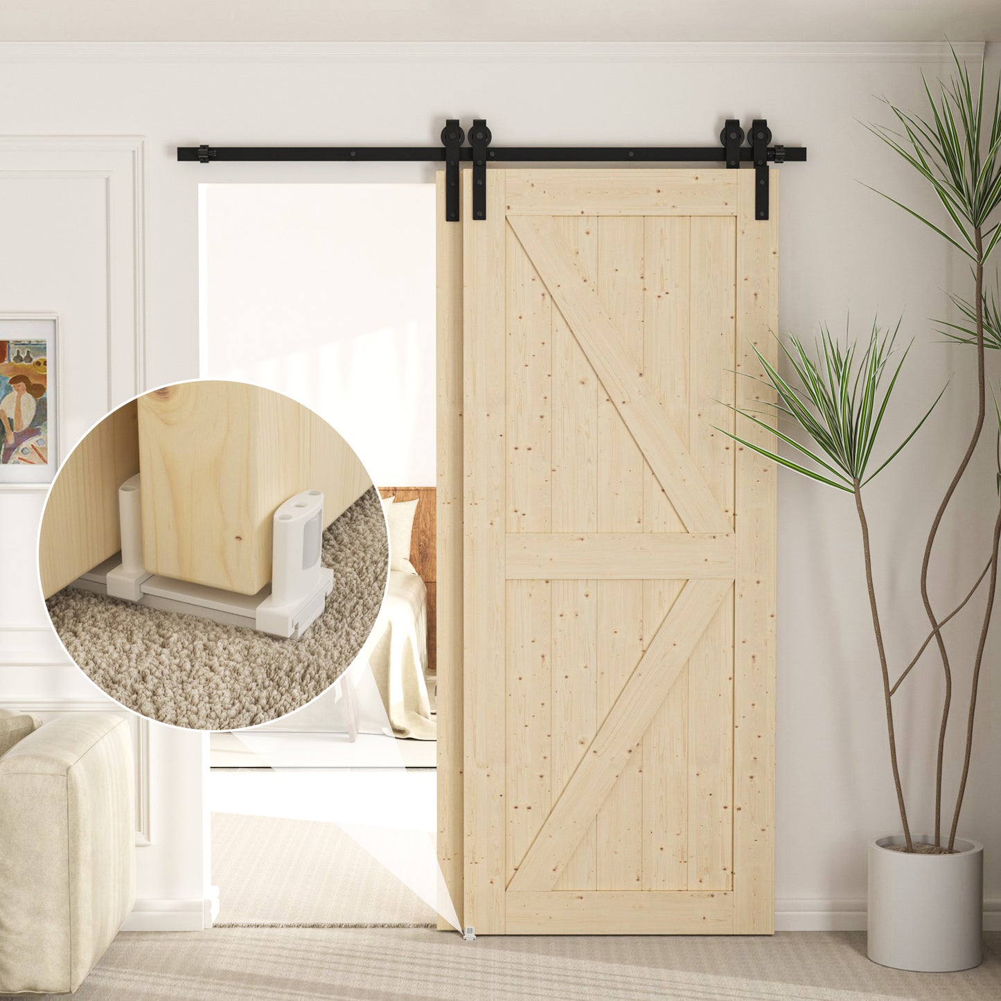 Siding Closet Door Floor Guide,Barn Door Guide for Bottom,Adjustable Bypass Door Floor Guide 3-Roller Design,White（1PCS）