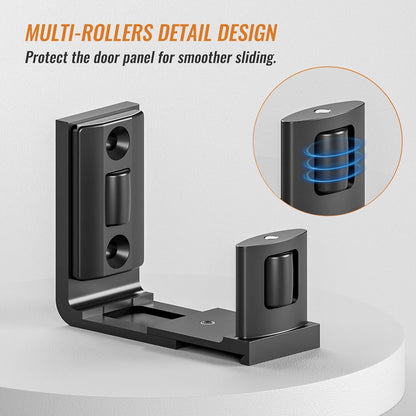 BONIKLUBA Schiebetür Bodenführung Unten, Einstellbare Bodenführung Schiebetür U-Form Design, an der Wand Montiert, Schwarz