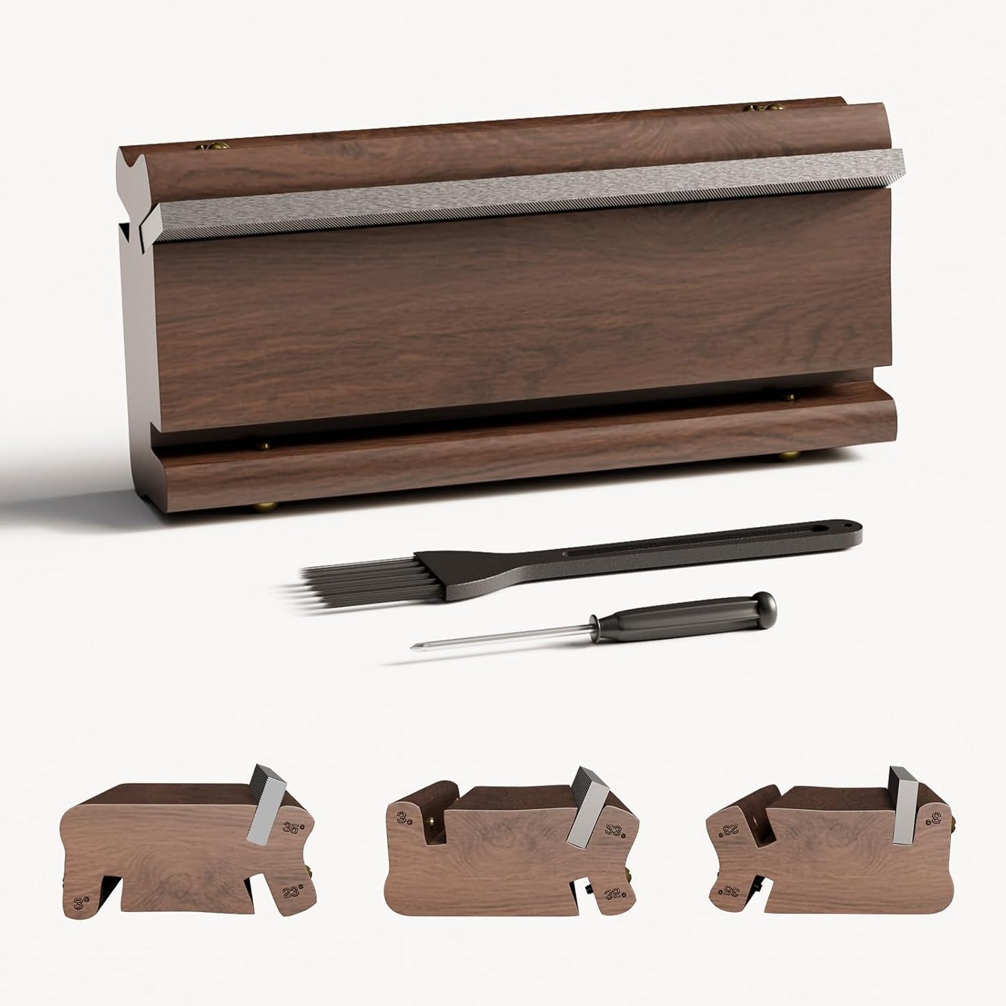 BONIKLUBA Guitar Fret End Beveling File,3 in 1 Guitar Bass Fret End Dressing,3/23/35 Degree Guitar Fret Crowning End Bevel File Tools