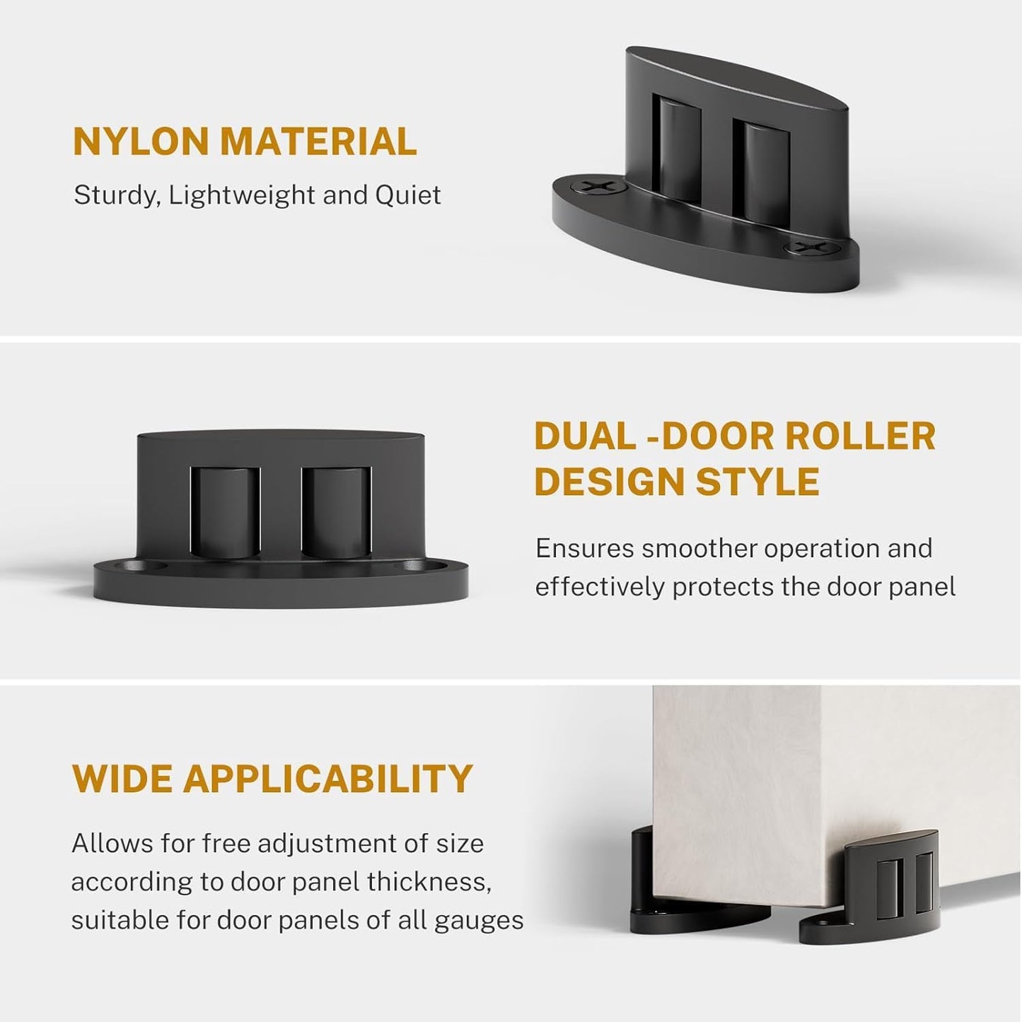 BONIKLUBA 納屋ドア用 ダブルホイールフロアガイド＆壁取り付けセット 調整可能 炭素鋼製 スライド/バーンドア底部ガイド 簡単取り付け (ブラック2個)