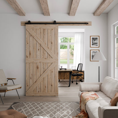 Schiebetürbeschlag 122cm Schiebetüren Schiebetürsystem Komplettset Laufschiene Rollen Set Schwarz für 1 Holztür 61cm Breit, Kleine Rolle in T-Form