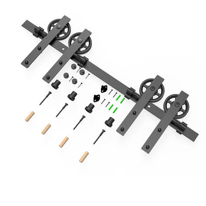 305cm Schiebetürbeschlag-Kit 10FT Schiebetürsystem Komplettes Schienenrollen-Set I-Form Großes Rad für 76cm Weit Doppelte Holztüren