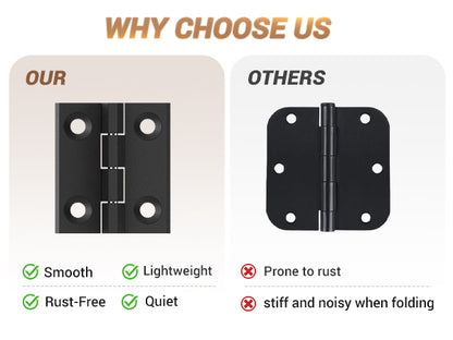 BONIKLUBA Door Hinges,Matte Black Coated Finish,Light Small Hinges for Bi Fold Door,Closet Door,Barn Door Use(4 Pack)