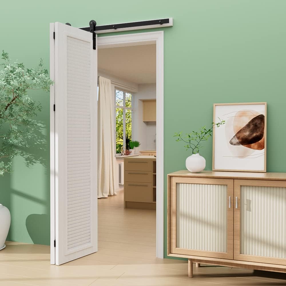 42" Bi-Folding Barn Sliding Door Hardware Track Kit Fit 2X20" Door Wide Panels-Smoothly&Quiet for 2 Doors[No Doors]