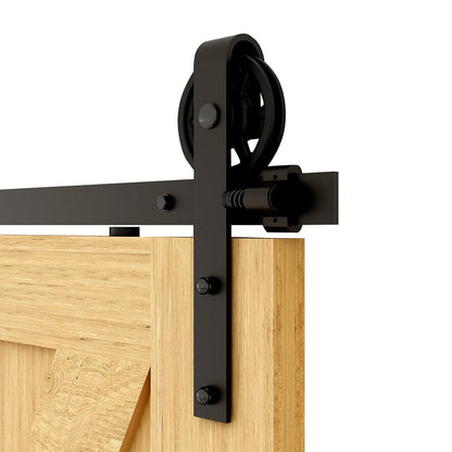 Schiebetürbeschlag Doppeltür 366cm Schiebetüren Schiebetürsystem Komplettset Laufschiene Rollen Set Schwarz für 2 Holztür 91cm Breit, Mittlere Rolle in J-Form