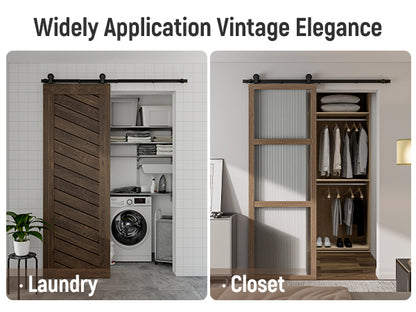 Schiebetürbeschlag 153cm Schiebetüren Schiebetürsystem Komplettset Laufschiene Rollen Set Schwarz für 1 Holztür 76cm Breit, Kleine Rolle in T-Form