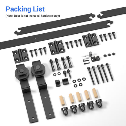 92cm/3FT Bifold Schiebetürbeschlag Schiebetüren Schiebetürsystem Komplettset Laufschiene Rollen Set Schwarz für 2 Holztür 43cm Top Mount T Rad