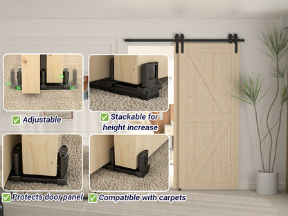 Siding Closet Door Floor Guide,Barn Door Guide for Bottom,Adjustable Bypass Door Floor Guide 3-Roller Design,Black（1PCS）