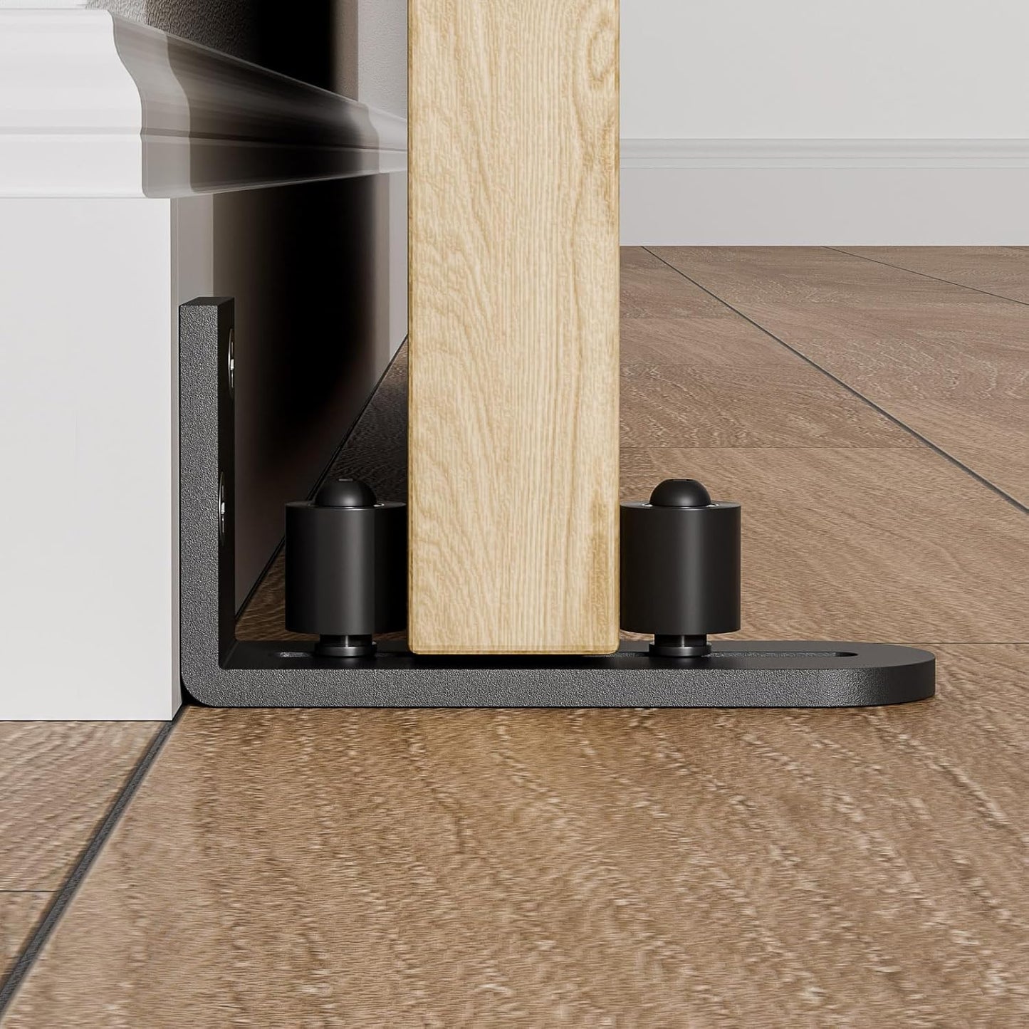 BONIKLUBA Adjustable Sliding Barn Door Floor Guide,Flat Bottom Design Style,Black(2PCS)